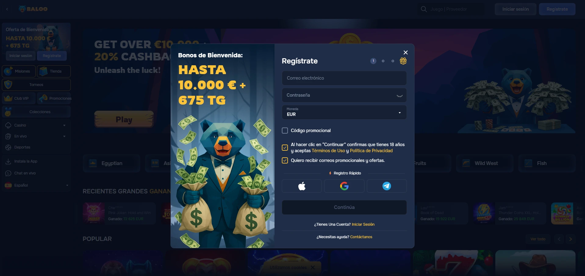 Captura de pantalla de Baloo.bet